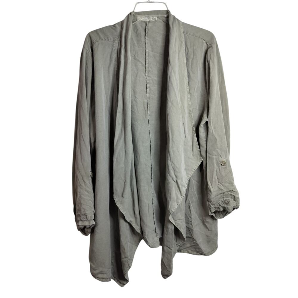 5605) Mododoc LA XL Sage Green Open Front Drape Tencel Relaxed Cardigan
